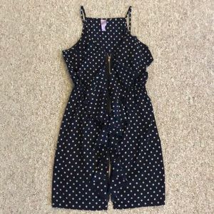 Navy and Cream poka dot full zip dress